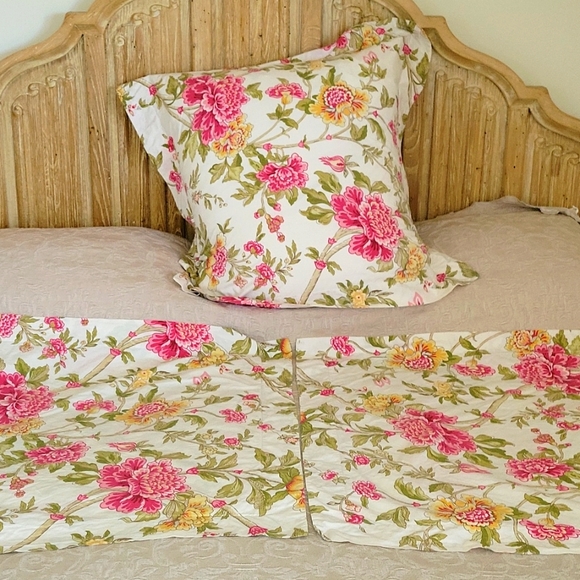 Pottery Barn Other - 3 Pottery Barn Euro  Pillow Cover Pink Cottagecorp Farmhouse Floral  Shams 26x26